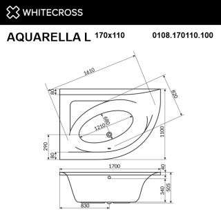 Гидромассажная ванна WHITECROSS Aquarella 0108.170110.100.SOFT.WH левая 170x110 см Soft белый