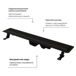 Душевой лоток RGW Drain Leo-30 60213060-04 чёрный