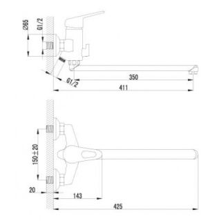Смеситель для ванны Lemark Luna (LM4151C)