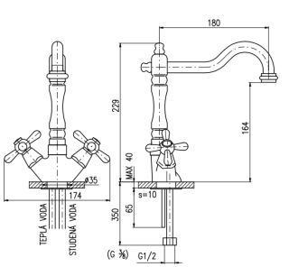 Смеситель для кухни Rav Slezak Morava Retro MK120.5/8B белый