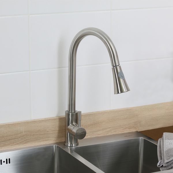 Смеситель для кухни Melana MELANA-F8110 с выдвижным изливом сатин