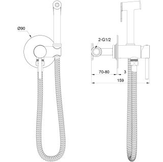 Гигиенический душ со смесителем Wonzon & Woghand Stick WW-88829902-MB чёрный матовый