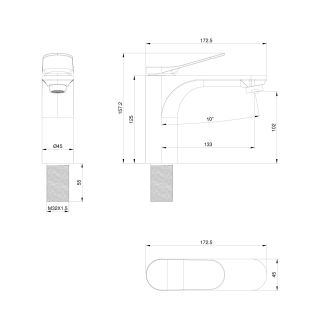 Смеситель для раковины Wonzon & Woghand WW-A40482-BGG тёмный графит