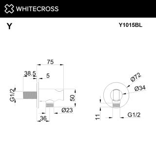 Угловой соединительный элемент с держателем лейки WHITECROSS Y1015BL чёрный матовый