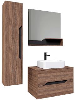 Зеркало Grossman Лайф 208008 с полками 80см винтажное дерево тёмное/графит