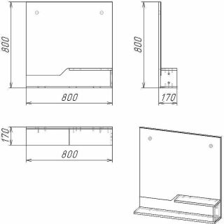 Зеркало Grossman Лайф 208008 с полками 80см винтажное дерево тёмное/графит