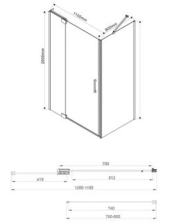 Душевой уголок Vincea Extra VSR-1E101180CL 100/110 x 80 см