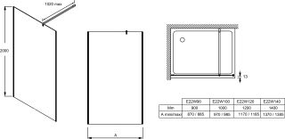 Душевая перегородка для ванны  Jacob Delafon CONTRA E22W120-GA 120*200