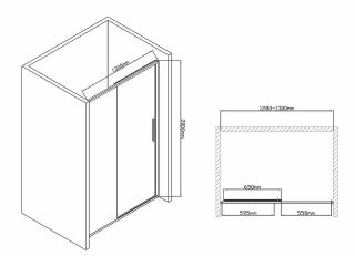 Душевая дверь Vincea Slim-U 130 VDS-2SU130CL профиль Хром стекло прозрачное