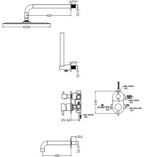 Душевая система Boheme Uno 464-2-G золото