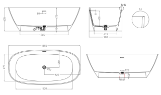 Ванна из искусственного камня Salini Sofia S-Sense 102519G 185x90см белый глянцевый