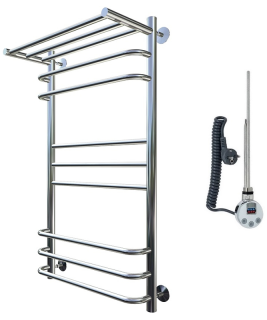Электрический полотенцесушитель Тругор Идеал комби 3 П с полкой 100x50см хром Идеал/комби3/элТЭН10050П