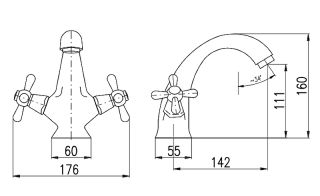 Смеситель для раковины Rav Slezak Morava retro MK329.5SM Бронза