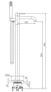 Напольный смеситель для ванны Raiber Graceful RPB-010 чёрный матовый