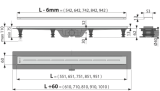 Душевой лоток AlcaPlast с порогами для перфорированной решетки 75см хром APZ18-750M