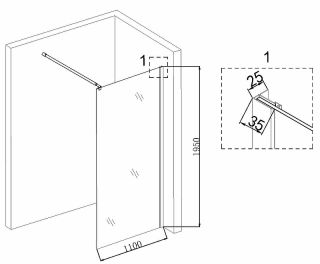 Душевая перегородка Niagara NG-687-11BLACK 110см чёрный/прозрачное
