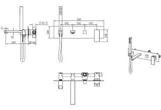 Встраиваемый смеситель для ванны Boheme Qubic 474-2-BR бронза