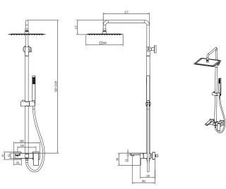 Душевая стойка Boheme Qubic 478-GM антрацит