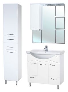 Зеркало-шкаф с подсветкой Bellezza Мари 75см левый белый 00000001156