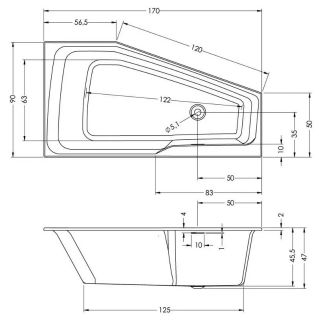 Акриловая ванна Riho Rethink Space Fall Plug and Play B114009005 L заполнение через перелив 170х90см белый