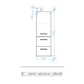 Шкаф пенал Style Line Лотос Plus 36 ЛС-00002302 подвесной Сосна лофт