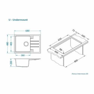 Кухонная мойка Alveus Granital Intermezzo 40 G55 Beige 680x480x200 1144966 Бежевая