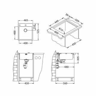 Кухонная мойка Alveus Pure 20 KMB-90 465x525 1103608 Брашированная сталь