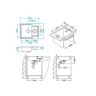 Кухонная мойка Alveus 1065676 Line 50 Nat-90 61.5x50