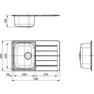 Кухонная мойка Alveus 1136608 Line Max 80 Sat-90 79x50