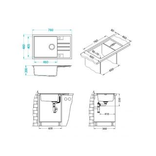 Кухонная мойка Alveus Granital Intermezzo 130 Beige G55 780x480x200 1117048 Бежевая