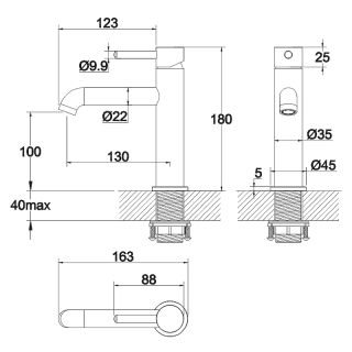 Смеситель для раковины Whitecross Y Y1211GLB брашированное золото
