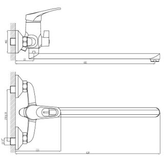 Смеситель для ванны Rossinka B35-32 Хром