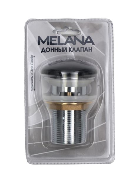 Донный клапан Melana MLN-335300B с переливом чёрный