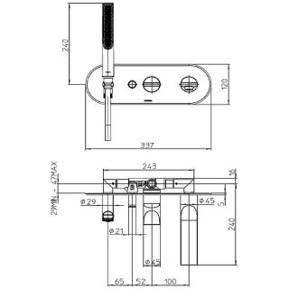 Встраиваемый смеситель для ванны Bossini Apice Z00555.045 с кнопочным переключением на 2 выхода белый матовый