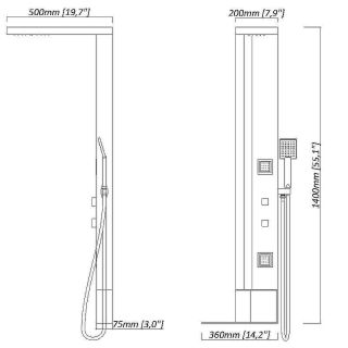 Душевая панель Black&White Gravity 027000 чёрный матовый/белый матовый