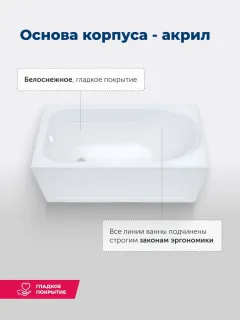 Акриловая ванна Aquanet West 347898 130x70 см с каркасом с боковой и фронтальной панелями