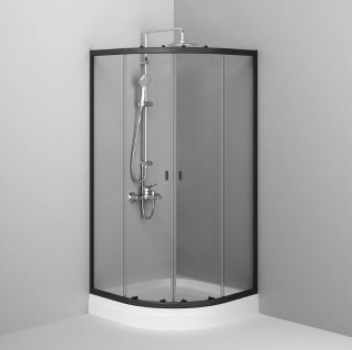 Душевой уголок AM.PM X-Joy Twin Slide 80х80 W88E-205-080BT64 профиль Черный матовый стекло прозрачное