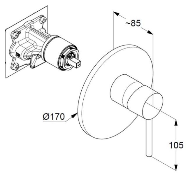 Встраиваемый смеситель для душа Kludi Bozz чёрный матовый 386553976