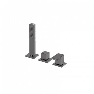 Смеситель на борт ванны с выдвижным душем и переключателем, чёрный матовый Cezares PORTA-BVDM3-NOP