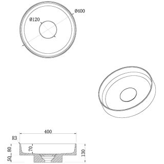 Раковина накладная Armadi Art Sole Corian 801-G 40 см золото