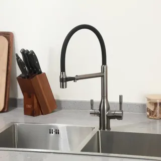 Смеситель для кухни Frap F4398-9 оружейная сталь