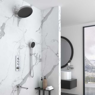 Душевой комплект Vincea VSFW-433TI2RGM встраиваемый, термостатический, трехрежимный, вороненая сталь