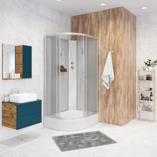 Душевая кабина Niagara NG-33084-14RBK 100x80см серебро/матовое