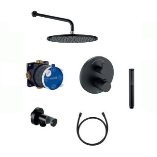 Душевой комплект Kludi Nova Fonte 208313915 с термостатом чёрный матовый