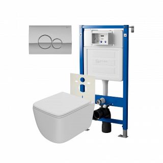 Комплект унитаза с инсталляцией Point Элемент PN48231C с сиденьем Микролифт