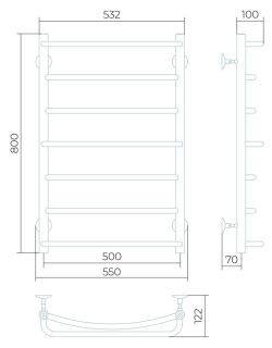 Водяной полотенцесушитель Larusso Евромикс П7 50x80см хром 4670078535108