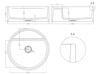 Накладная раковина Salini Armonia Top 02 S-Sense 130117GRF 45см RAL полностью