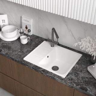 Мойка кухонная Reflexion Plato 57-WH RX1457WH белый