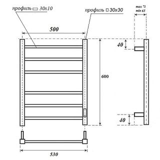 Полотенцесушитель электрический Point Меркурий П6 PN83856B 50 см черный