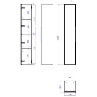 Шкаф-пенал La Fenice Simpla FNC-05-SIM-C-30 подвесной Бежевый матовый 30 см